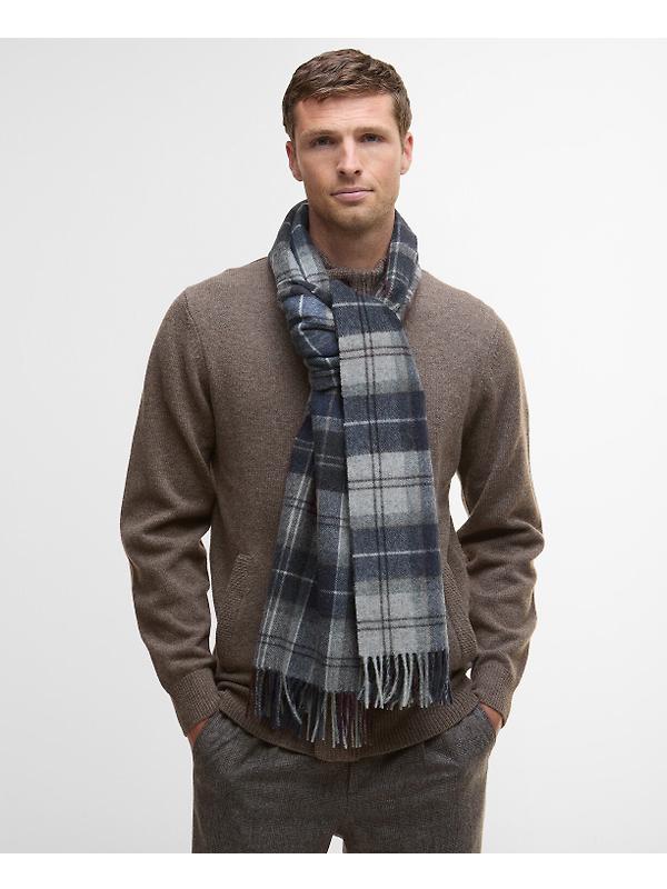 Barbour Wool/Cashmere Tartan Scarf - Grey Midnight Tartan Image 2