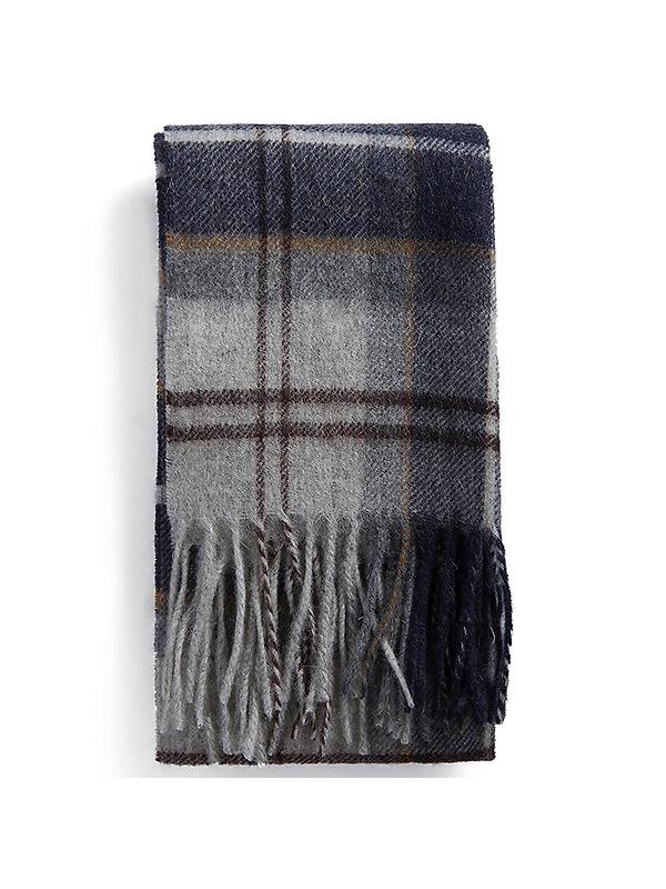 Barbour Wool/Cashmere Tartan Scarf - Grey Midnight Tartan Image 1