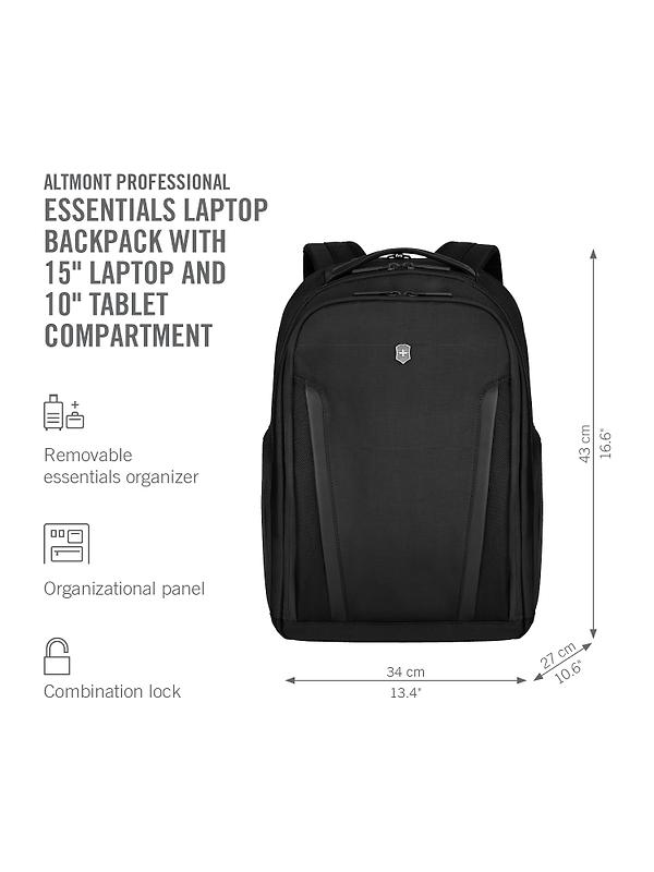 Victorinox Altmont Professional 15" Essential Laptop Backpack - Black Image 2