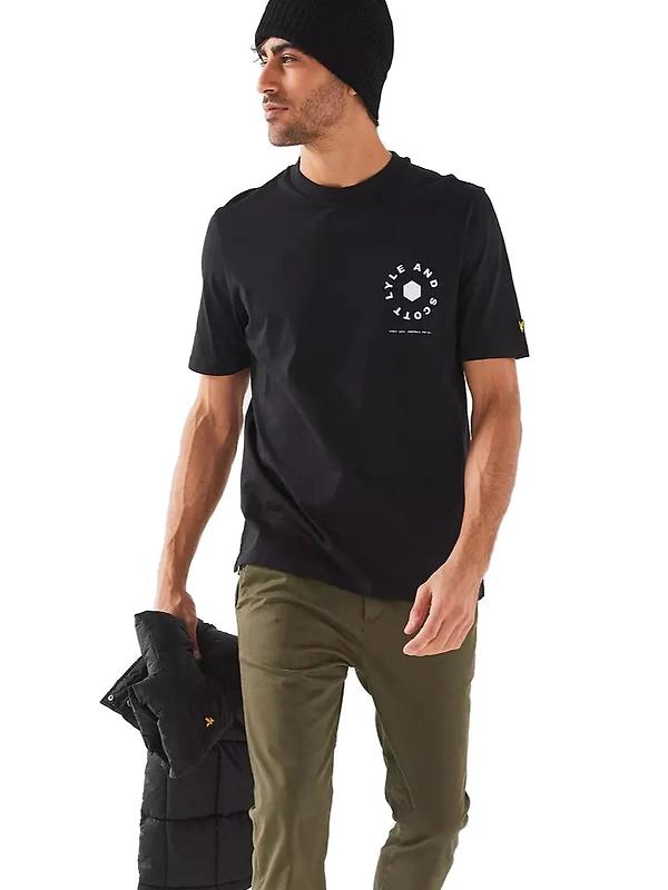 Product image of Lyle & Scott Men's Football Wheel Graphic T-Shirt - Jet Black