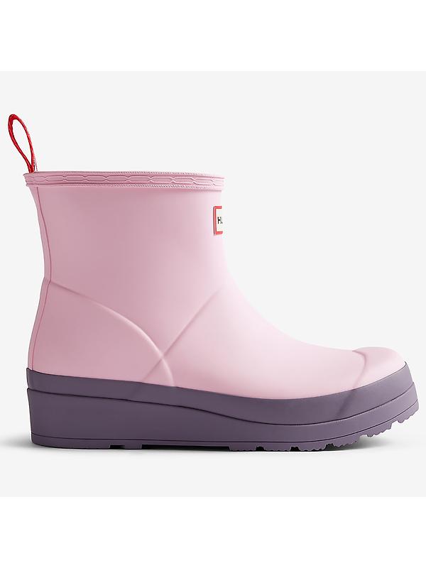 Hunter Women's Play Short Wellington Boots - Parfait Pink/Purple Top Image 5