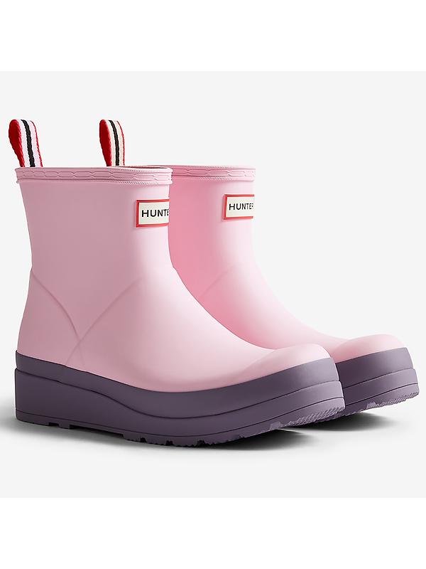 Hunter Women's Play Short Wellington Boots - Parfait Pink/Purple Top Image 2