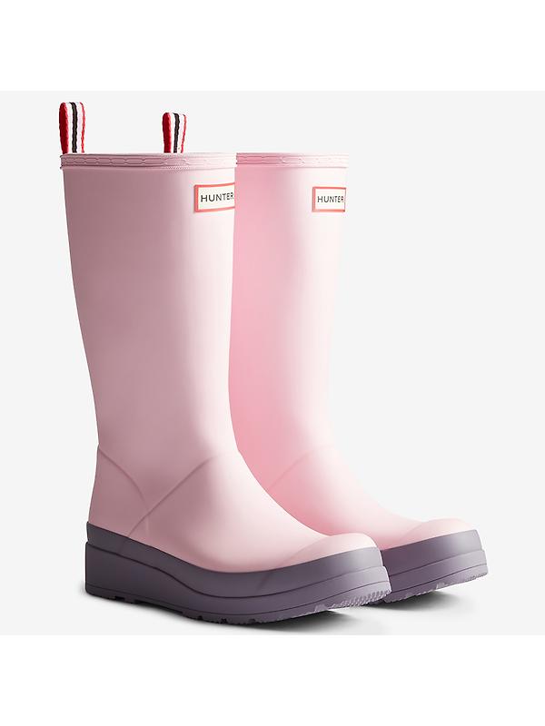 Hunter Women's Play Tall Wellington Boots - Parfait Pink/Purple Top Image 2