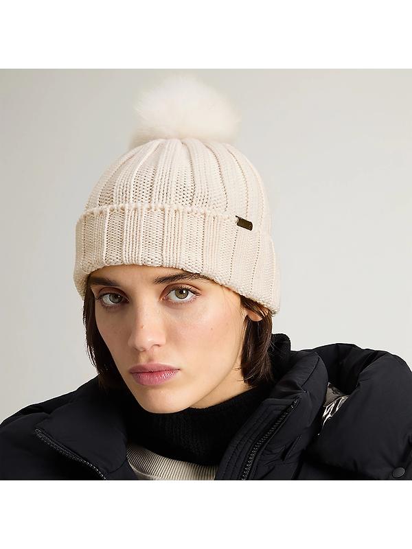 Woolrich Women's Cashmere Pom-Pom Beanie - Milky Cream Image 2
