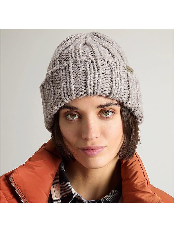 Woolrich Women's Chunky Ribbed Beanie - Light Grey Melange Image 2