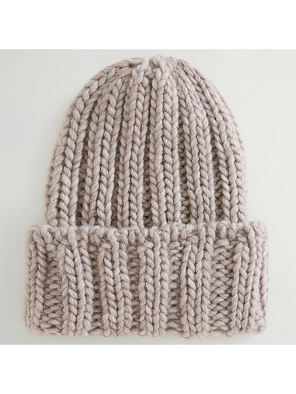 Woolrich Women's Chunky Ribbed Beanie - Light Grey Melange Image 3
