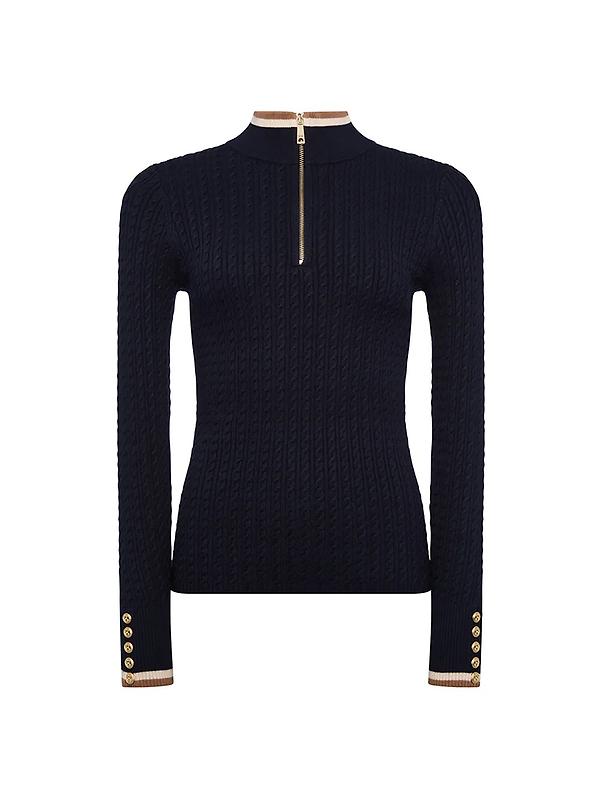 Holland Cooper Women's Zoe Quarter Zip Knit - Ink Navy Image 1