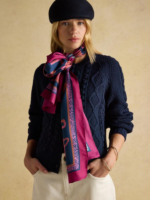 Joules Women's Windsor Long Silk Scarf - Navy Image 3