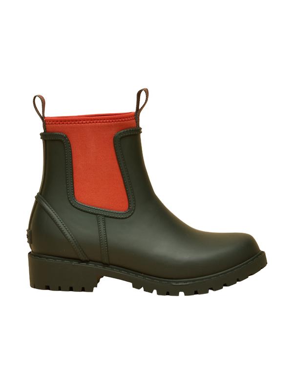 Joules Women's Oakfield Colour Block Short Neoprene-Lined Wellies - Green Image 1