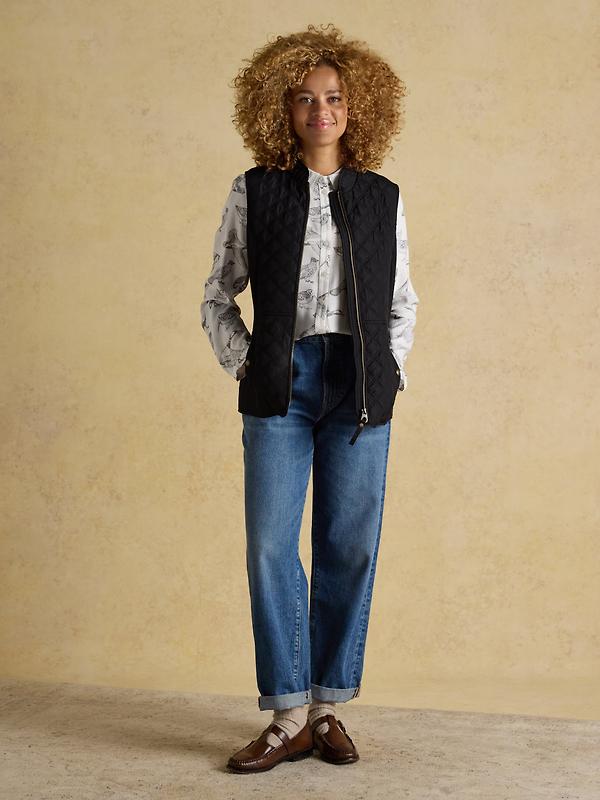 Joules Women's Minx Showerproof Diamond Quilted Gilet - Black Image 4