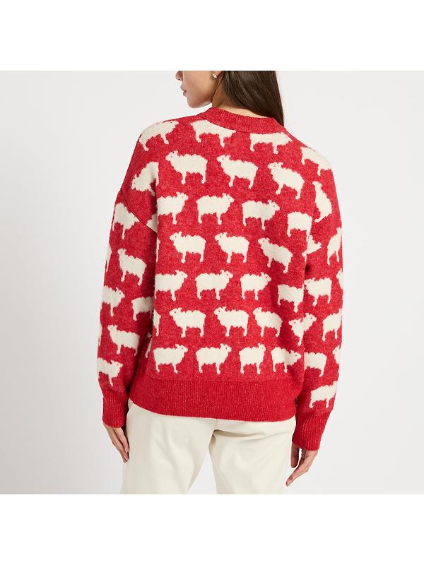 Joules Women's What The Flock Intarsia Jumper - Red Image 4