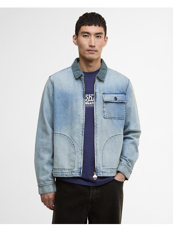 Barbour International Men's Meteor Washed Denim Overshirt - Vintage Image 2