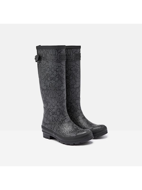Joules Women's Adjustable Tall Printed Wellies - Black Floral Image 2