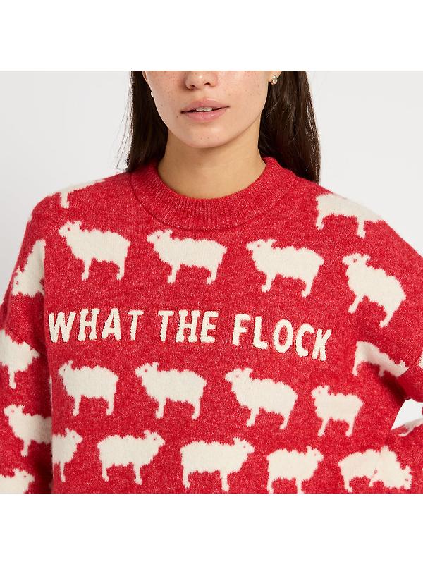 Joules Women's What The Flock Intarsia Jumper - Red Image 3