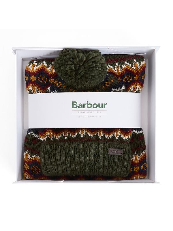 Barbour Case Fair Isle Dog Gift Set - Olive Image 1