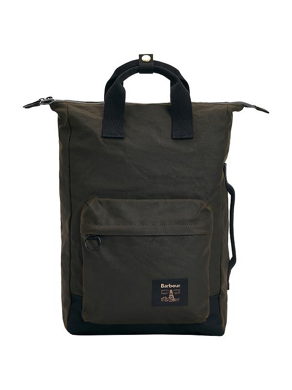 Barbour Field Wax Backpack - Olive/Black Image 1