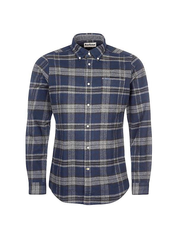 Barbour Men's Betsom Tailored Checked Shirt - Grey Marl Image 1