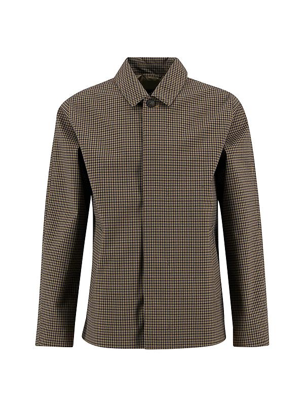 Barbour Men's Check Short Lorden Showerproof Jacket - Stone/Navy Check Image 1