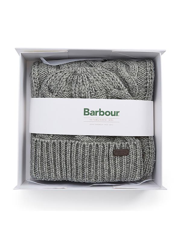 Barbour Men's Jesmond Beanie and Scarf Gift Set - Mid Grey Image 1