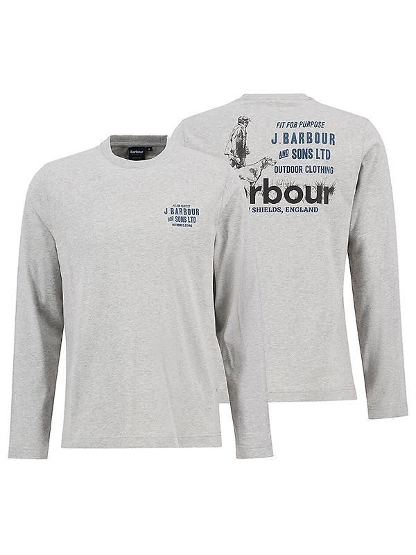 Barbour Men's Pointer Long Sleeve Graphic T-Shirt - Grey Marl Image 1