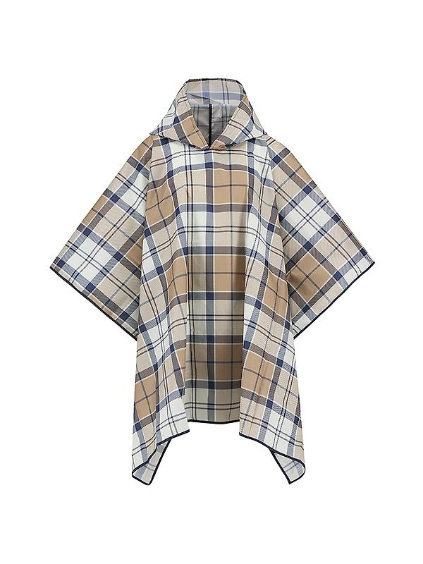Barbour Women's Portree Tartan Poncho - Hessian/Navy Tartan Image 1