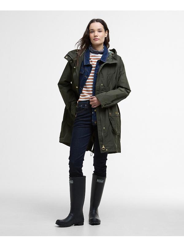 Barbour Women's Una Showerproof Parka - Olive/Ancient Tartan Image 3