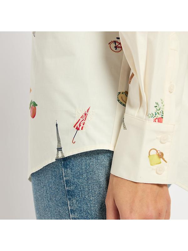 Joules Women's Amilla Paris Print Shirt - White Image 4