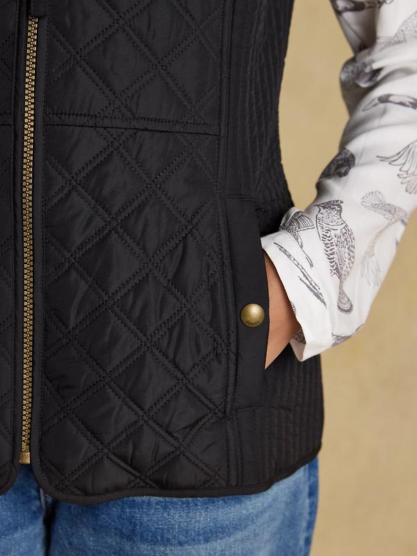 Joules Women's Minx Showerproof Diamond Quilted Gilet - Black Image 9