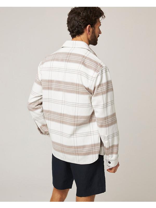 Peregrine Men's Made In England Blunt Overshirt - White Grid Image 6