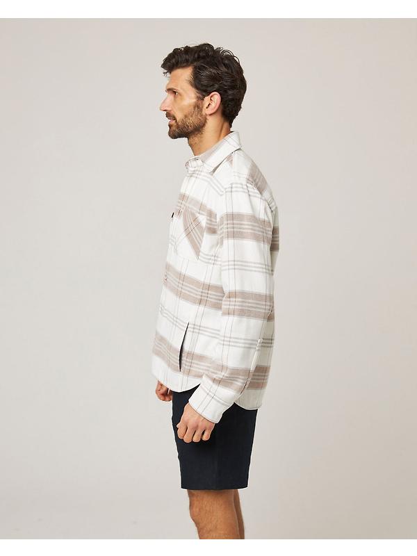 Peregrine Men's Made In England Blunt Overshirt - White Grid Image 4