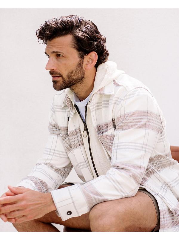 Peregrine Men's Made In England Blunt Overshirt - White Grid Image 8