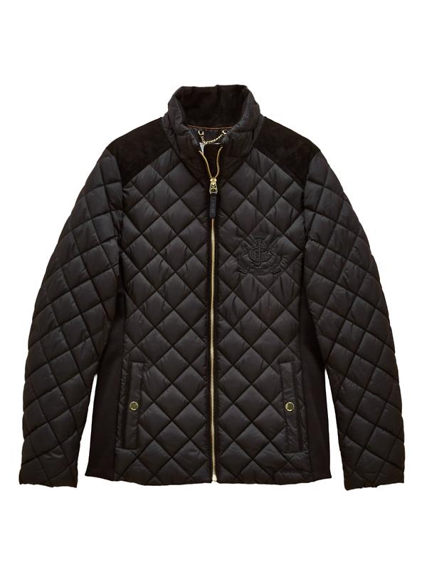 Product image of Joules Women's Braemar Luxe Showerproof Diamond Quilted Coat - Black