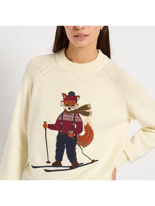 Joules Women's Jonty Ski Intarsia Knit Jumper - Oatmeal Image 3