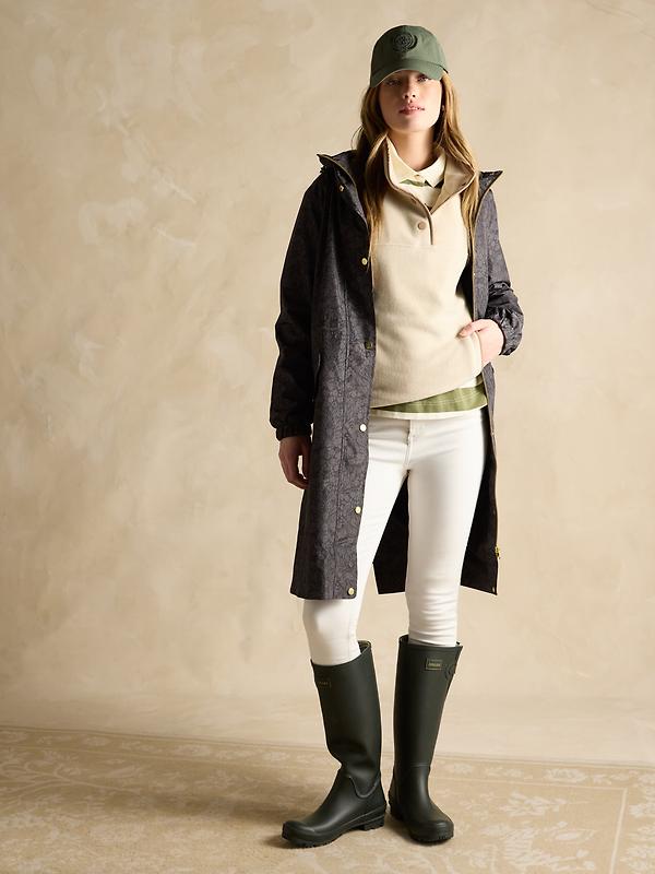 Joules Women's Holkham Waterproof Packable Raincoat - Black Floral Image 4