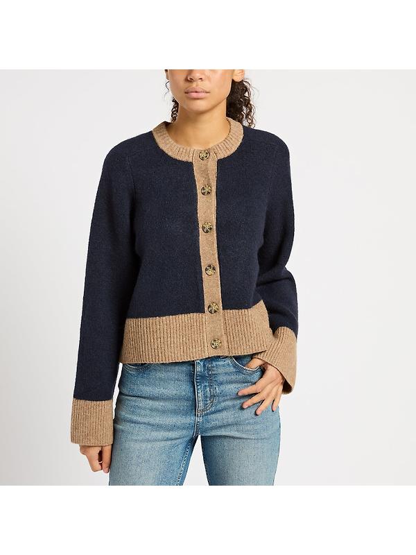 Joules Women's Nora Knitted Cardigan - Navy/Tan Image 2