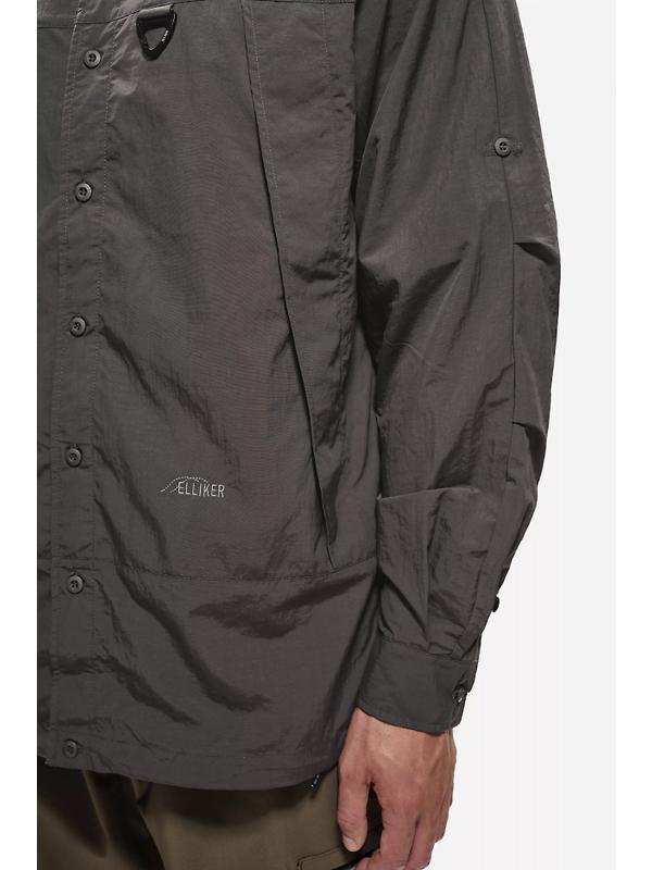 Elliker Unisex Craw Long Sleeve Zipper Tech Shirt - Grey Image 5