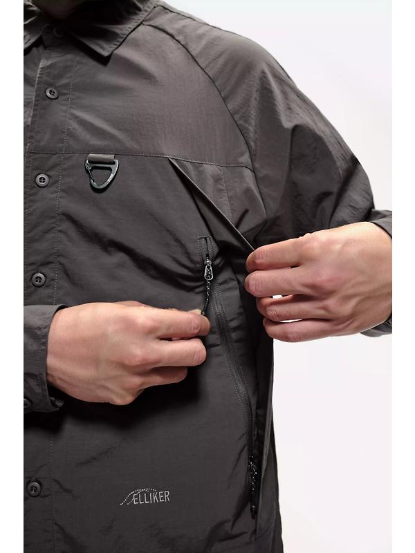 Elliker Unisex Craw Long Sleeve Zipper Tech Shirt - Grey Image 7