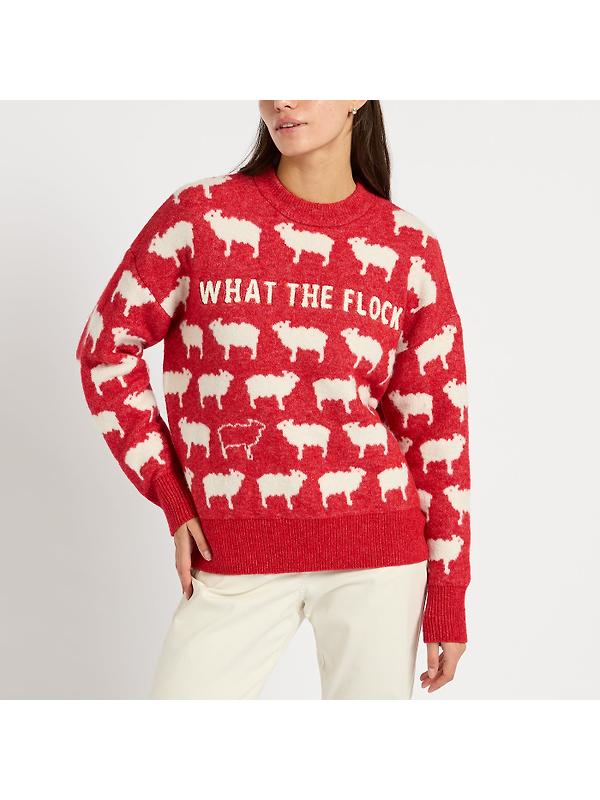 Joules Women's What The Flock Intarsia Jumper - Red Image 2