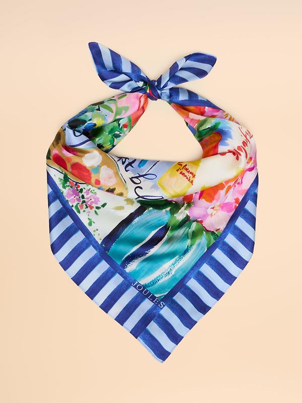 Joules Women's Bloomfield Silk Scarf - Blue Image 2