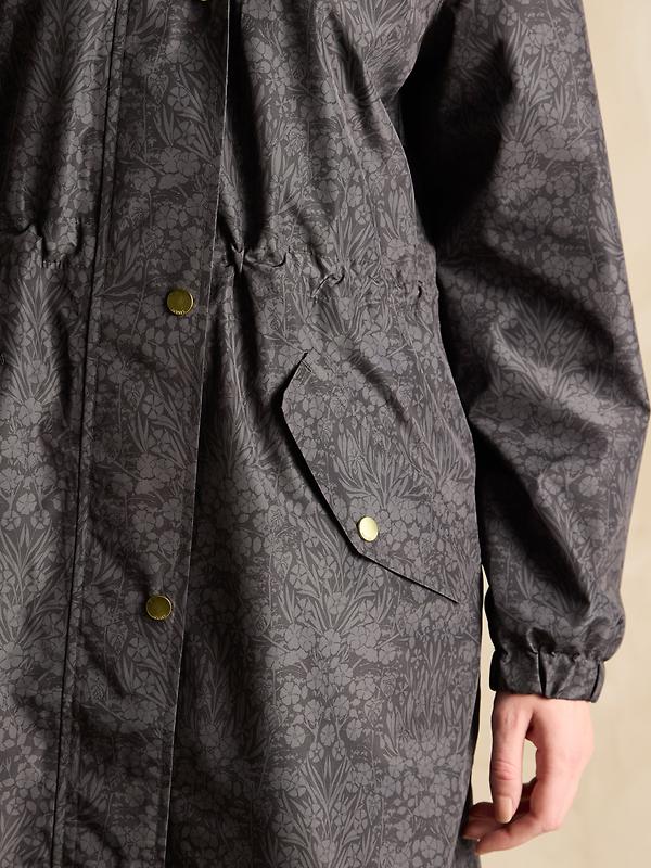 Joules Women's Holkham Waterproof Packable Raincoat - Black Floral Image 5