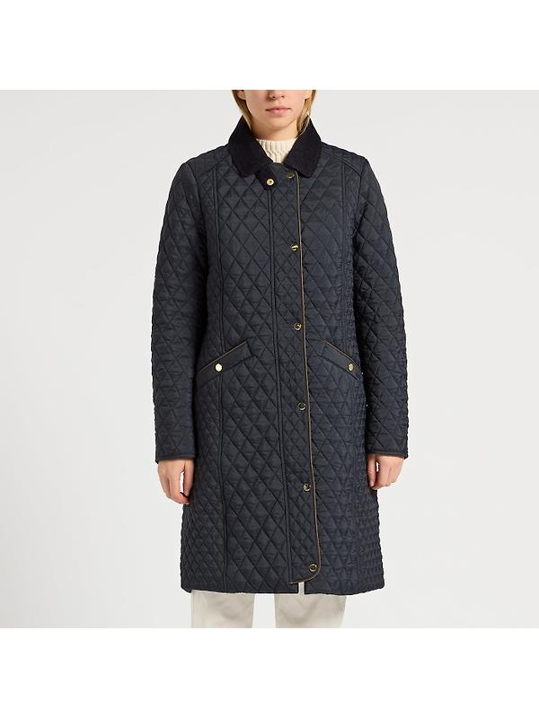 Joules Women's Rosewell Long Showerproof Longline Quilted Coat - Navy Image 2
