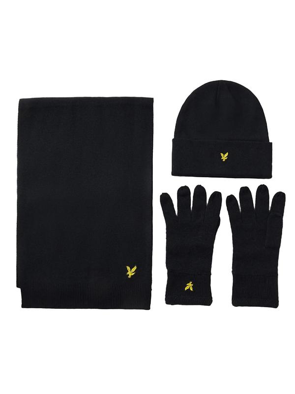 Product image of Lyle & Scott Men's Checked Scarf And Beanie Gift Set - Dark Navy
