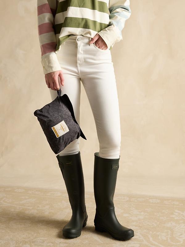 Joules Women's Holkham Waterproof Packable Raincoat - Black Floral Image 8