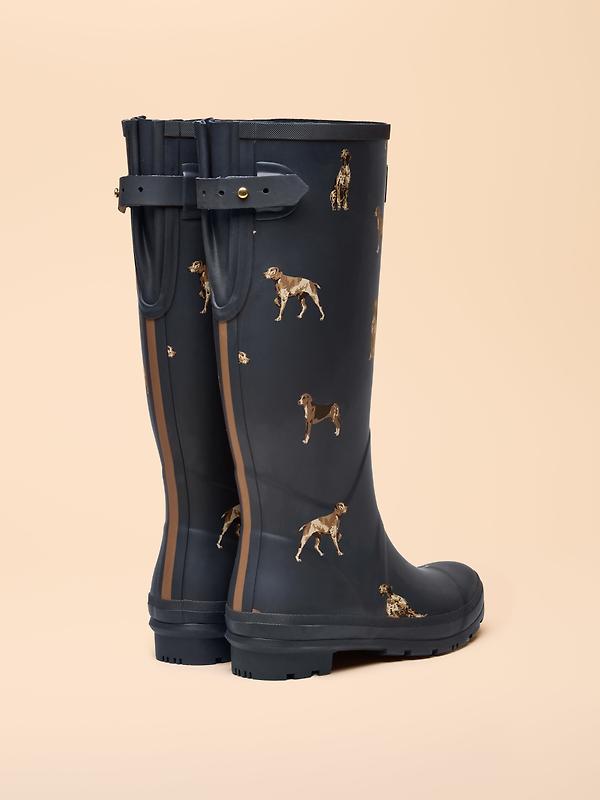 Joules Women's Adjustable Tall Printed Wellies - Navy Dog Image 3