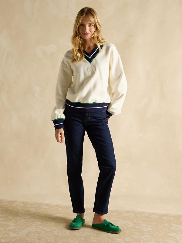 Joules Women's Slim Straight Mid Rise Jeans - Rinse Wash Image 7