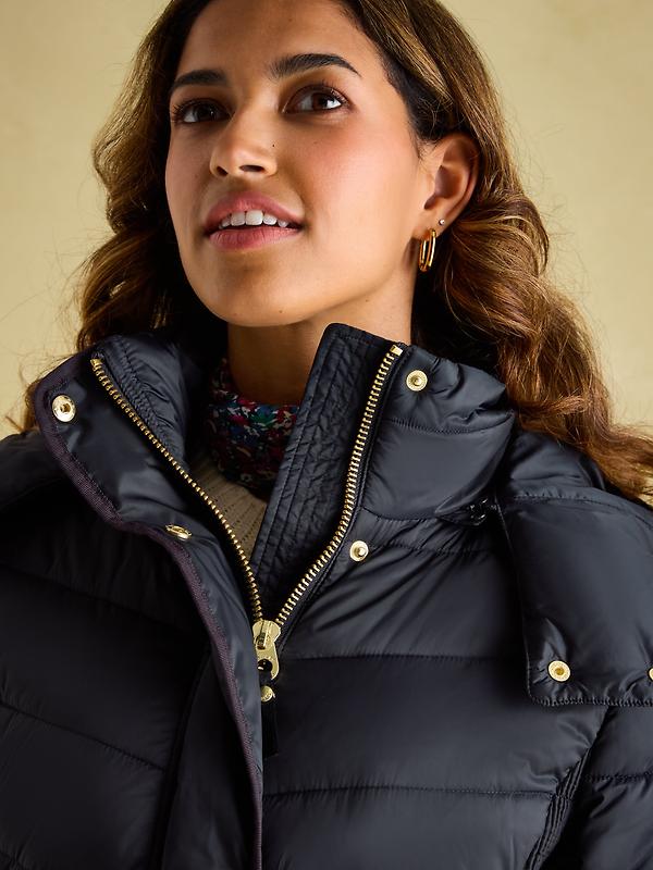 Joules Women's Pembury Showerproof Longline Hooded Coat - Navy Image 4