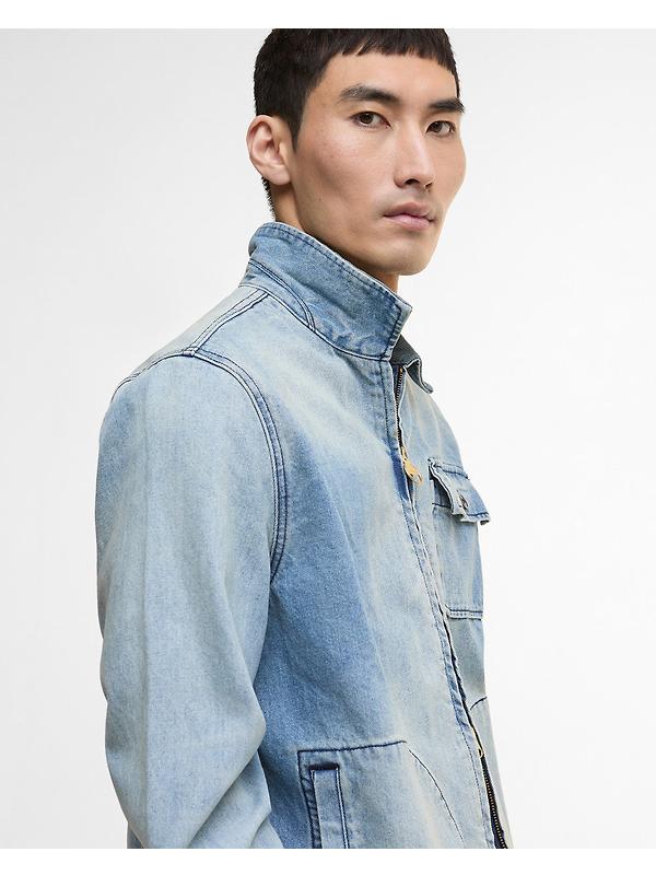 Barbour International Men's Meteor Washed Denim Overshirt - Vintage Image 5