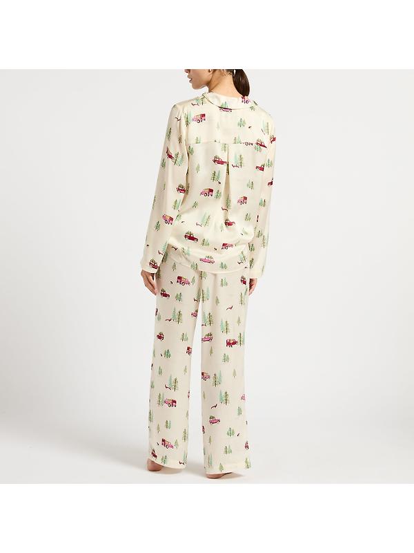 Joules Women's Bonnie Satin Pyjama Set - Cream/Land Rover Image 3
