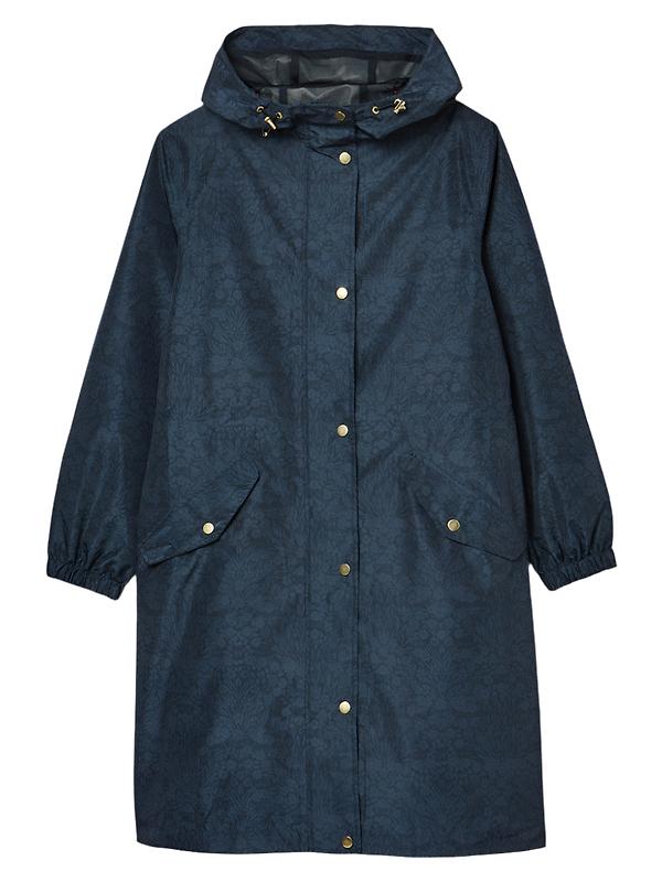Joules Women's Holkham Waterproof Packable Raincoat - Navy Floral Tonal Image 1