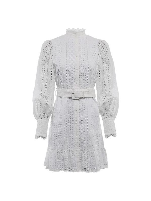 Holland Cooper Women's Collarless Broderie Mini Dress - White Image 1